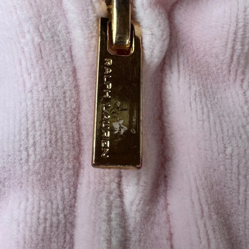 Ralph Lauren Baby Girls Pink Velour Peplum‎ Zip Up Hoodie Size 9M
